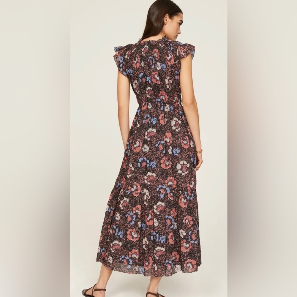 Cleobella Floral Maxi Dress in Black with Pink & Blue Accents - Picture 4 of 10